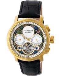 Heritor - Crocodile Aura Semi-Skeleton Leather-Band Watch - Lyst