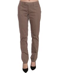 Dondup - Bruine Lage Taille Rechte Snit Broek - Lyst