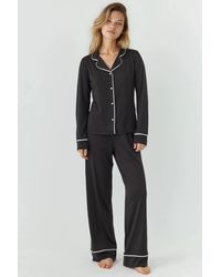 Hiccup - Ontspannen Pasvorm Lange Mouw Extra Zachte Touche Pyjama Set Met Kraag - Lyst