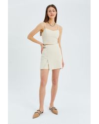 MixRay - Belted High-Waist Wrap Front Shorts With Slit Detail - Lyst