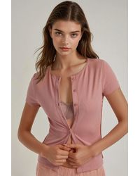 Hiccup - Textured Buttoned Knit Top - Lyst