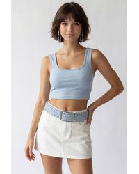 MixRay - Fitted Square-Neck Crop Tank Top - Lyst