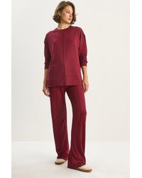 Bianco Lucci - High Waist Wide Leg Knitted Two-Piece Set With Binding Detail - Lyst