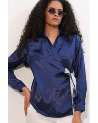 Bigdart - Satin Tie-Front Shirt - Lyst