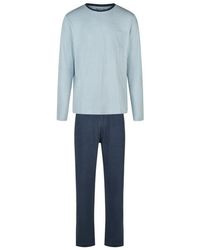 Phil & Co. Berlin - Pyjama Set Interlock Lichtblauw Gestreept/Donkerblauw - Lyst