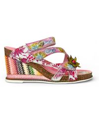 Laura Vita - Balade 32 Rose Floral Leather Wedge Espadrille Sandals - Lyst