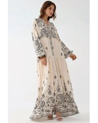 Hiccup - Printed V-Neck Maxi Dress With Button Detail - Lyst