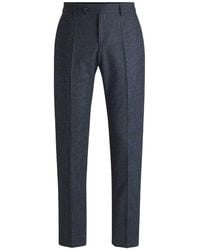BOSS - Chino's Met Recht Model En Pied-De-Poule-Patroon Voor (Donkerblauw) - Lyst