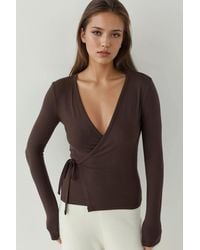 Hiccup - Soft Touch Knitted V-Neck Long Sleeve Viscose Blouse - Lyst