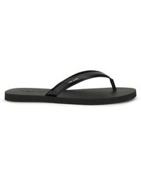 Prada - Zwarte Kalfskleren Bos Taurus Flip-Flop Sandalen - Lyst