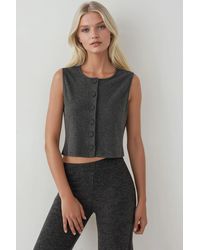 Hiccup - Textured Crew Neck Sleeveless Waistcoat With Button Detail - Lyst