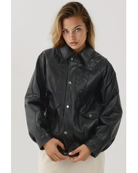 Hiccup - Oversized Faux Leather Jacket With Pockets - Lyst
