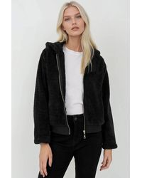 Hiccup - Textured Full Zip Hooded Fleece Jacket - Lyst