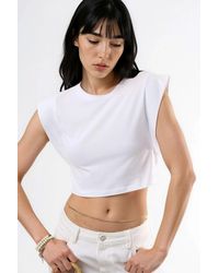 Busem - Crew-Neck Baumwollmischung Ärmelloses Crop-Top - Lyst