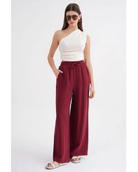 MixRay - High Waist Textured Muslin Fabric Pants - Lyst