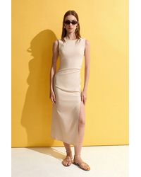 Dilvin - Fitted Sleeveless Midi Dress With Slit - Lyst