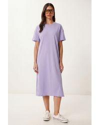 Happiness İstanbul - Cotton Crew Neck Midi T-Shirt Dress - Lyst