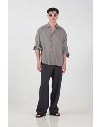 Giesto - Oversized Linen Blend Long Sleeve Shirt - Lyst