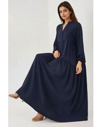 Hiccup - Textured V-Neck Maxi Dress With Button Detail - Lyst