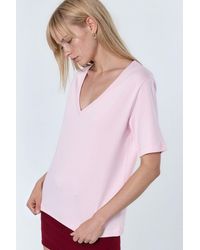 Busem - V-Neck Solid Regular Fit Cotton T-Shirt - Lyst
