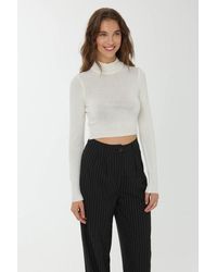Hiccup - Slim Fit Half Turtleneck Knit Crop Sweater - Lyst