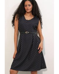 Bigdart - Polka Dot Belted Midi A-Line Dress - Lyst