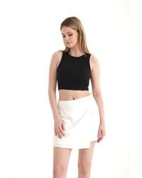 Hiccup - Linen High Waist Mini Skirt With A Button Detail - Lyst