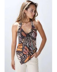 Hiccup - Printed V-Neck Fitted Top - Lyst