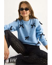 Bianco Lucci - Bow Detailed Crew Neck Sweater - Lyst