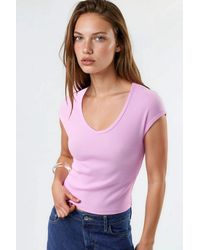 Busem - V-Hals Ribbels Blouse - Lyst