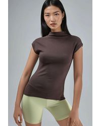 Busem - Fitted Mock Neck Cap Sleeve Knitted Blouse - Lyst