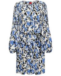 HUGO - Damesjurk Met Lange Mouwen Van Gerecycled Polyester - Lyst