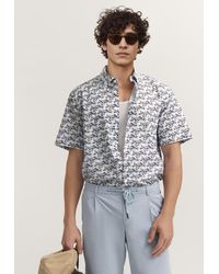 Bugatti - Herren Overhemd Met Korte Mouwen, Modern Fit, Met Print - Lyst