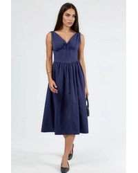 Busem - V-Neck Midi Dress With Bow Detail - Lyst