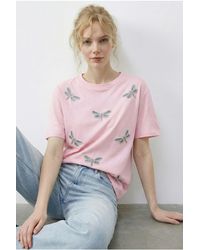 Bianco Lucci - Embroidered Crew Neck Relaxed Fit T-Shirt - Lyst