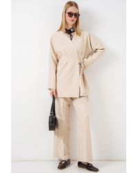 Bigdart - Long Belted V-Neck Jacket - Lyst