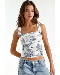 Hiccup - Patterned Square Neck Sandy Crop Top - Lyst