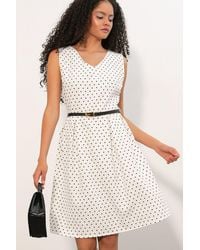 Bigdart - Polka Dot Belted Midi A-Line Dress - Lyst