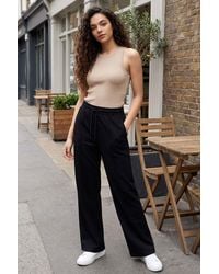 TOMMY LIFE - Textured Wide Leg Palazzo Pants With Drawstring Waist - Lyst