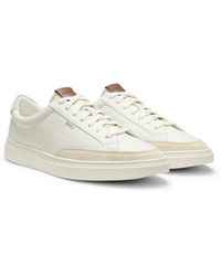 BOSS - Schoenen Boss Creme Sneakers Suede Afwerking - Lyst