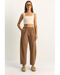Bianco Lucci - Elastic Waist Straight Leg Pants With Pockets - Lyst