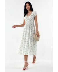 Busem - Floral Cotton Poplin Midi Dress - Lyst