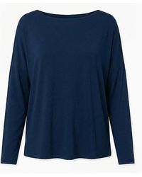 Basiclo - Viscose Oversize Longsleeve Marineblau - Lyst