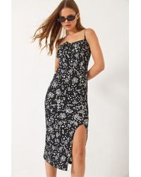 Bianco Lucci - Slit Detailed Floral Printed Midi Dress - Lyst
