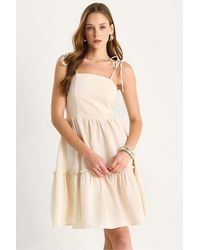 Bianco Lucci - Square Collar A-Form Midi Dress With Binding Detail - Lyst