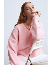 Dilvin - V-Neck Ribbed Knit Sweater - Lyst
