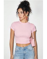 Bianco Lucci - Slim Fit Katoen Lycra Crop Top - Lyst