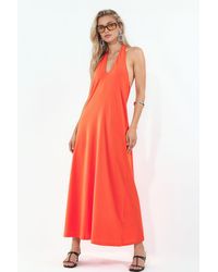 Busem - Cotton Midi Halter Dress With Slit - Lyst
