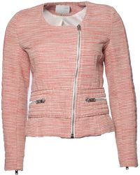 IRO - Rode Bouclé Jas Met Rits - Lyst