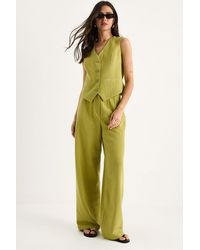 Bianco Lucci - V-Neck Vest And Wide Leg Pants Two-Piece Coord Set - Lyst